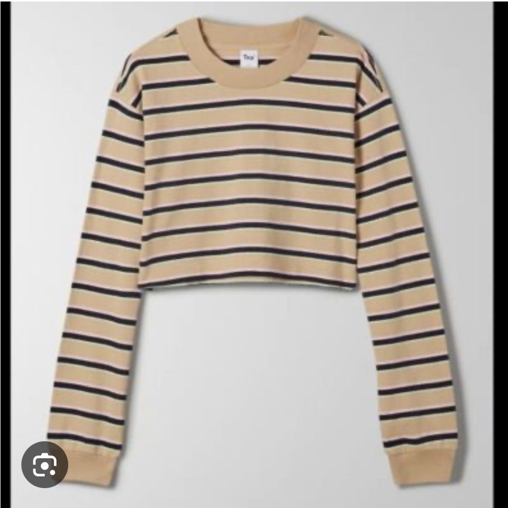 Aritzia TNA Ryer Striped Cropped Top 100% Cotton